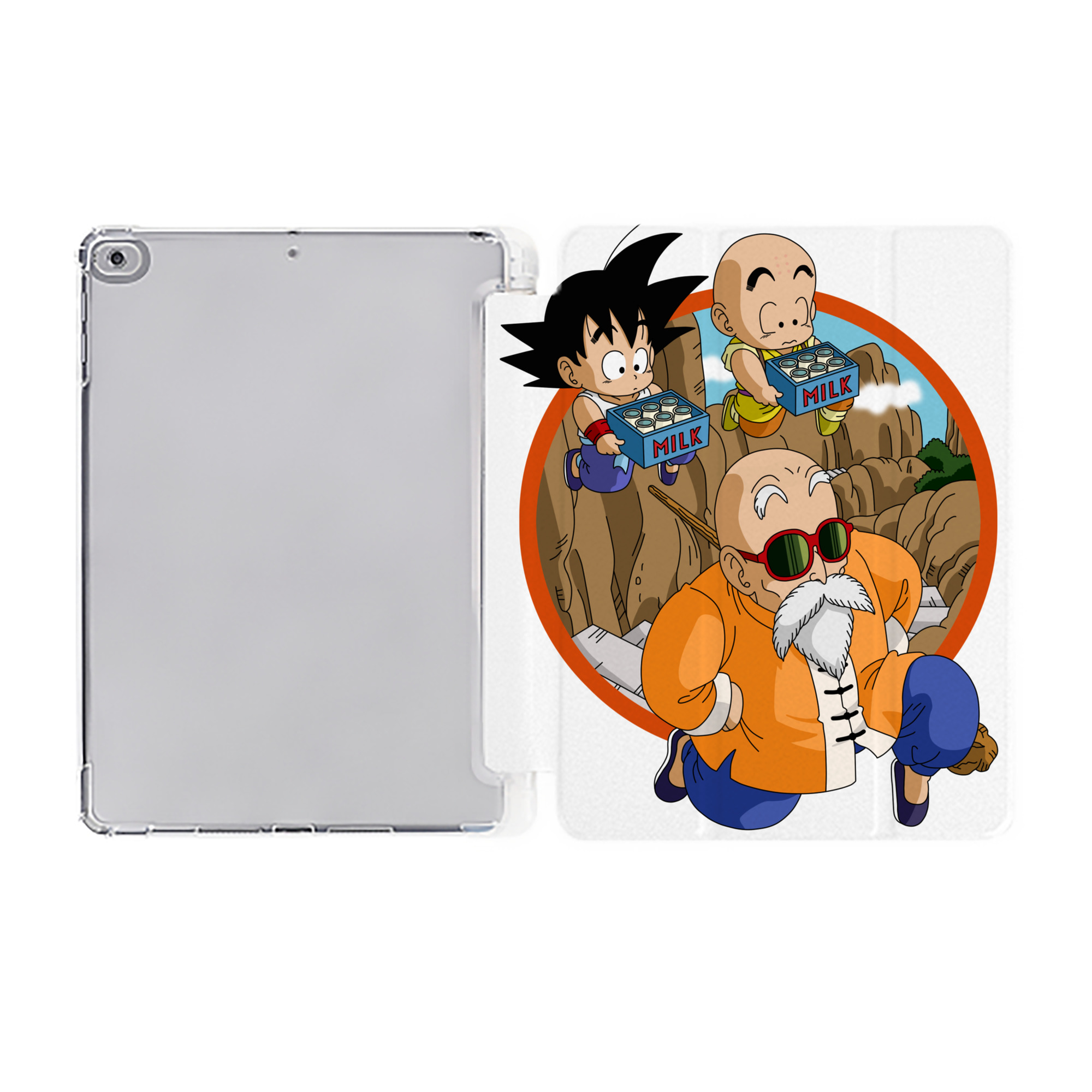 （画像用） ドラゴンボール 亀仙人（かめせんにん） DRAGON BALL Master Roshi Kame Sennin IPad ケース ペン収納付き 三つ折りスタンド PUレザー×シリコン 対応機種9.5/10.5/10.9インチ